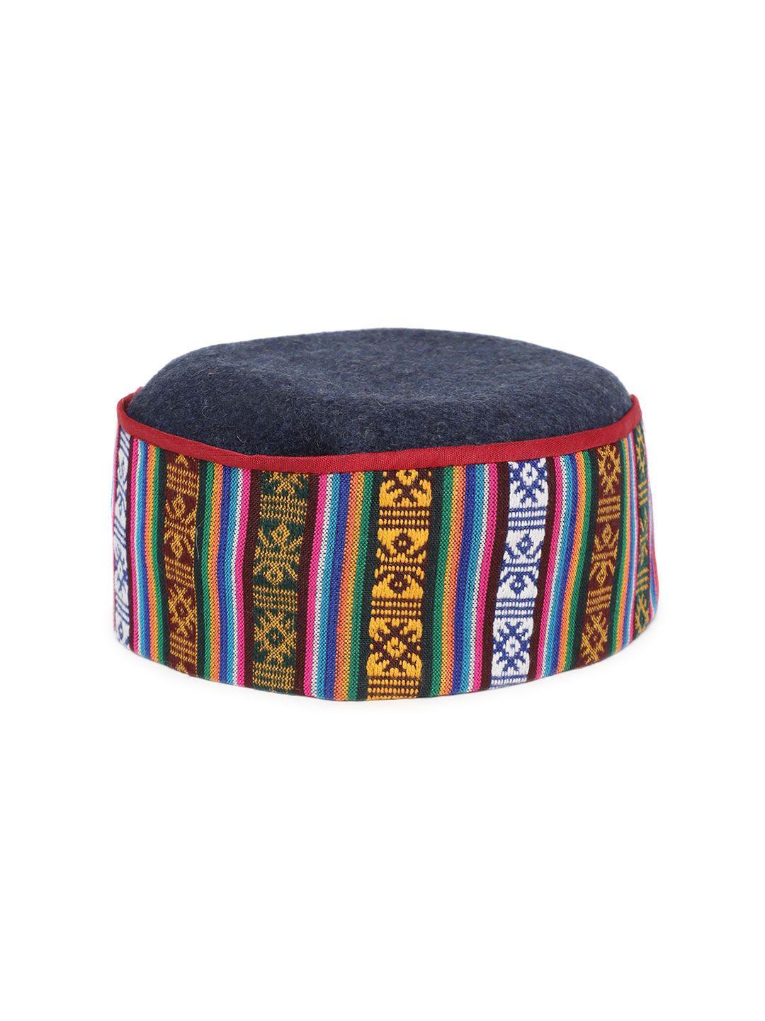 vastraa fusion unisex multicoloured embroidered woollen himachali kullu cap