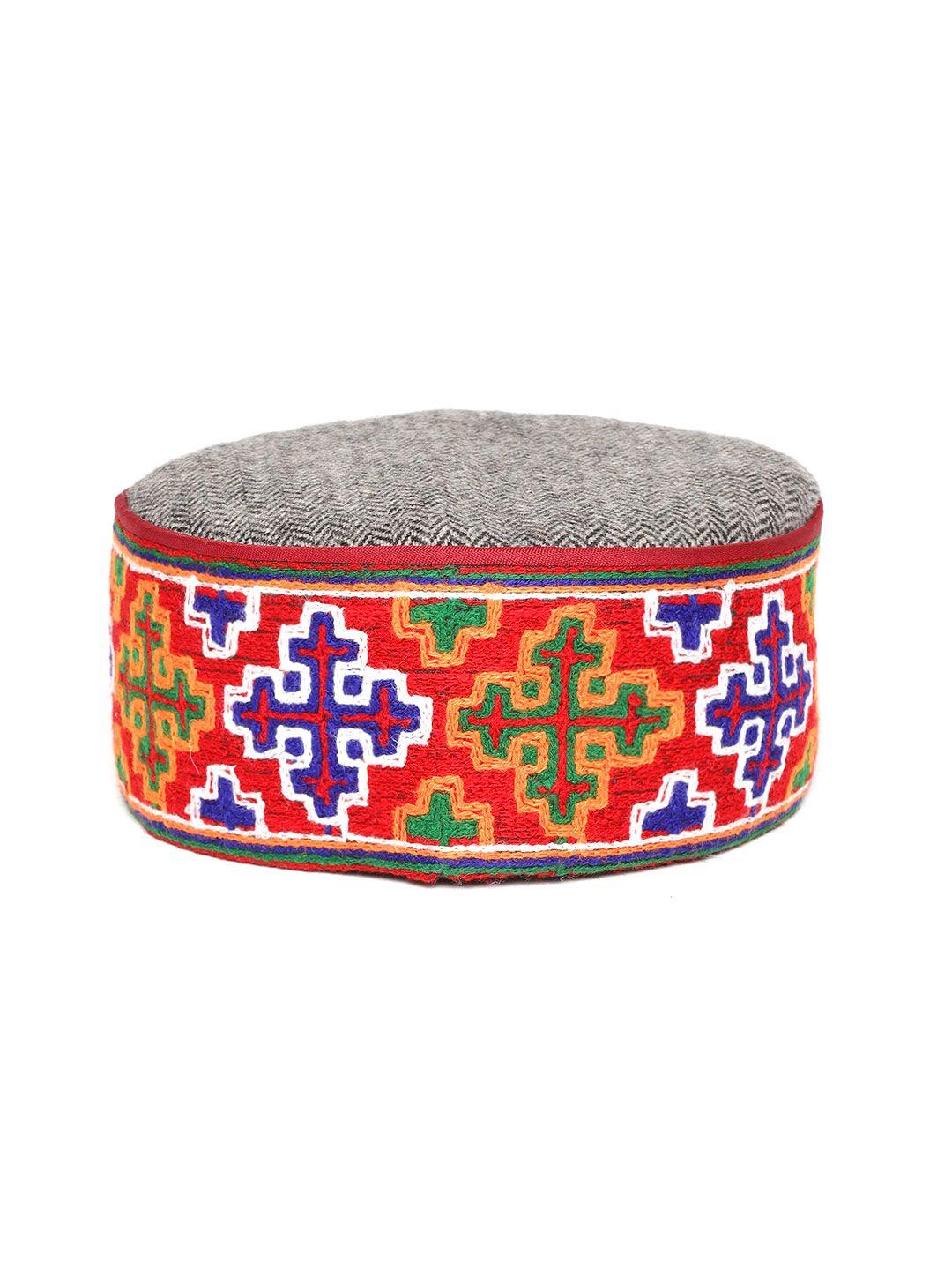 vastraa fusion unisex multicoloured embroidered woollen himachali kullu cap