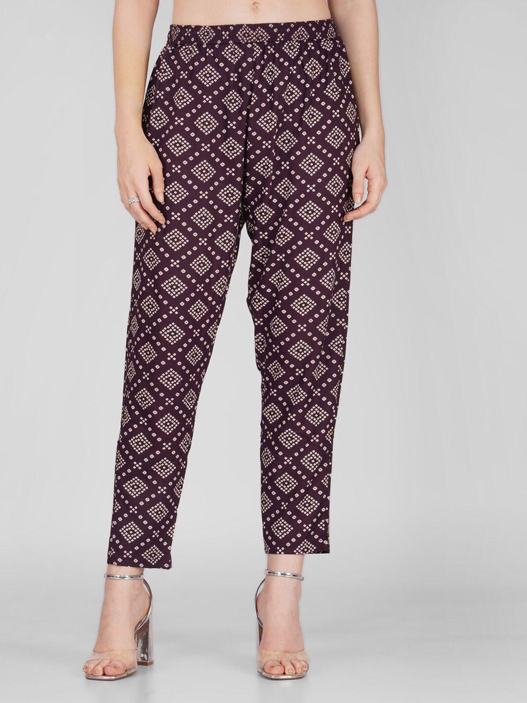 vastraa fusion women bandhani printed straight fit trousers