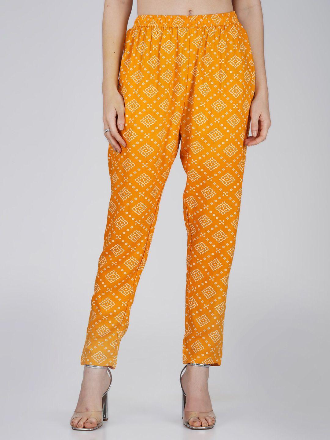vastraa fusion women bandhani printed straight fit trousers