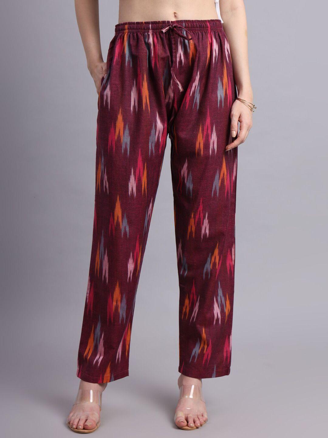 vastraa fusion women geometric printed cotton regular trouser