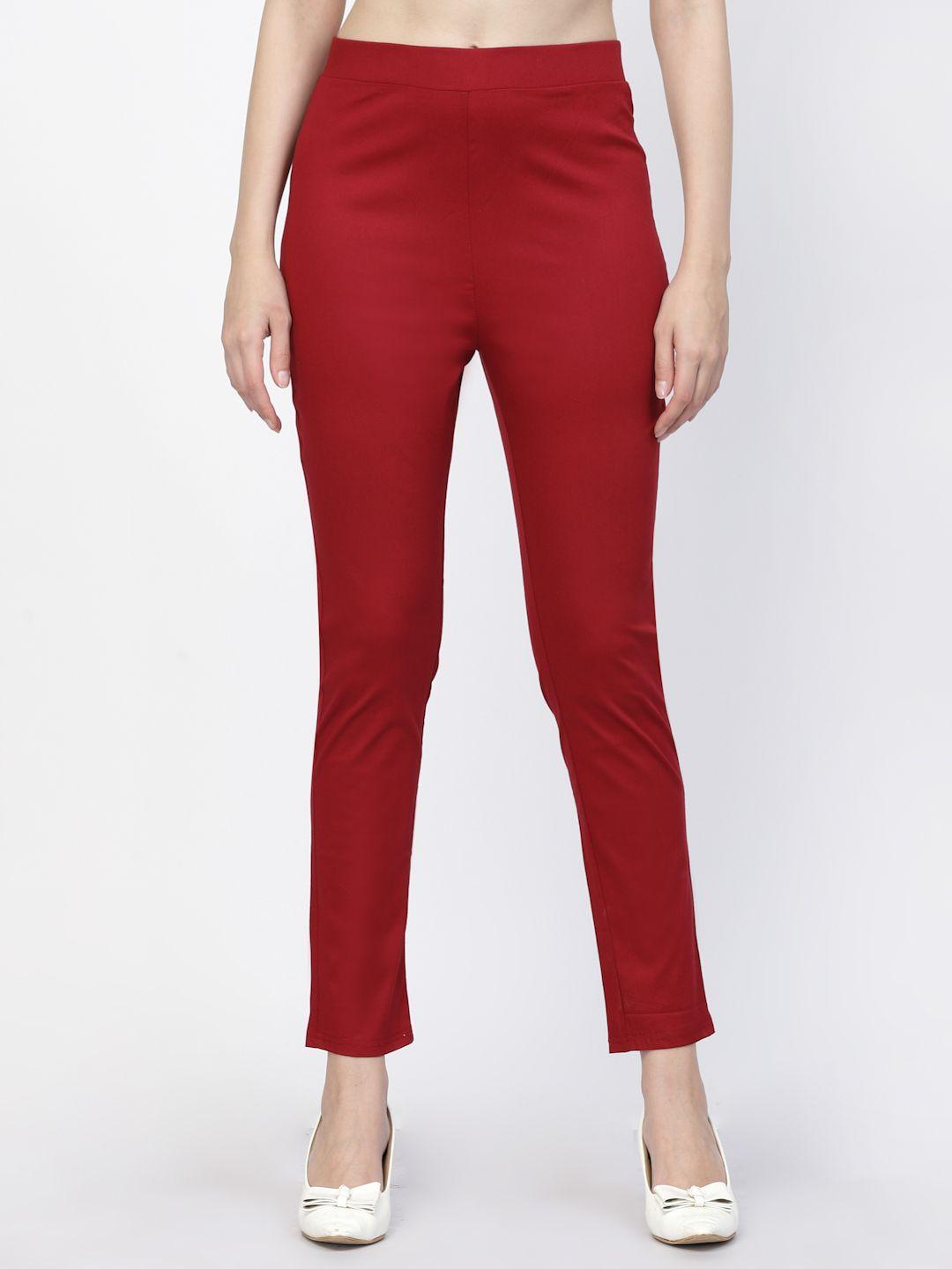 vastraa fusion women mid-rise skinny fit smart cigerette trousers