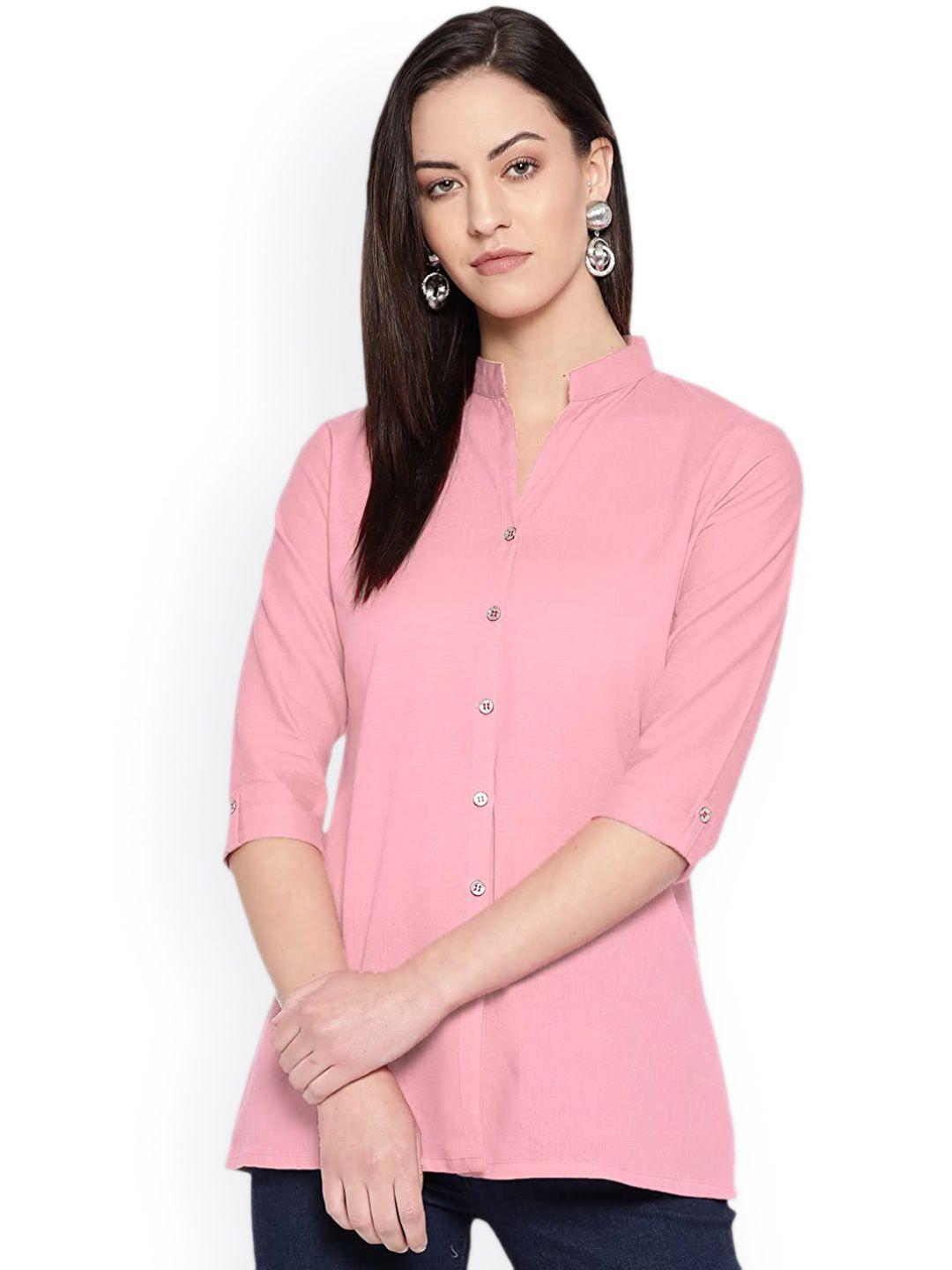 vastraa fusion women pink comfort cotton casual shirt