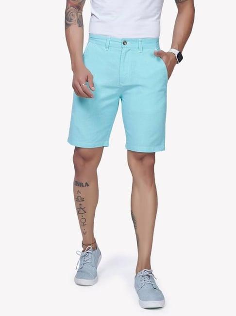 vastrado blue cotton regular fit shorts
