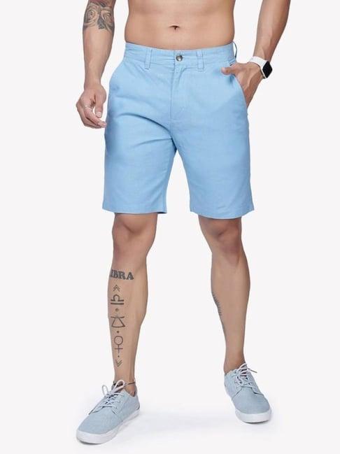 vastrado blue cotton regular fit shorts