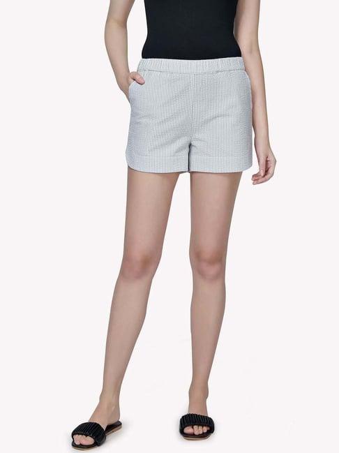 vastrado grey cotton striped shorts