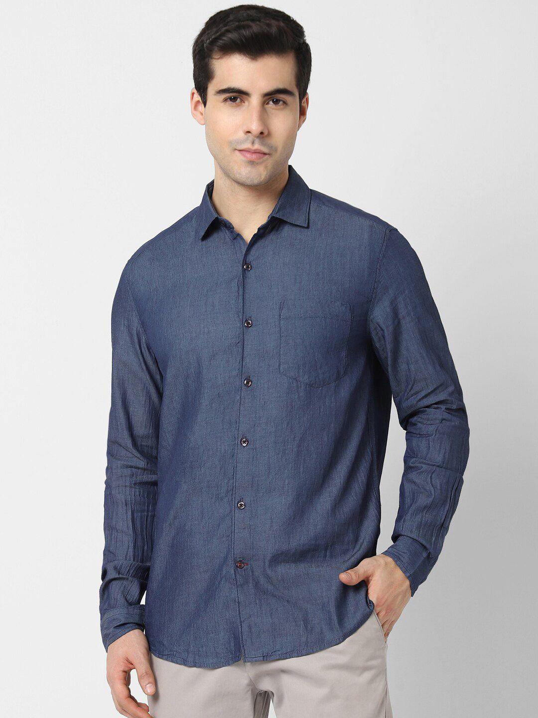 vastrado men blue comfort casual shirt