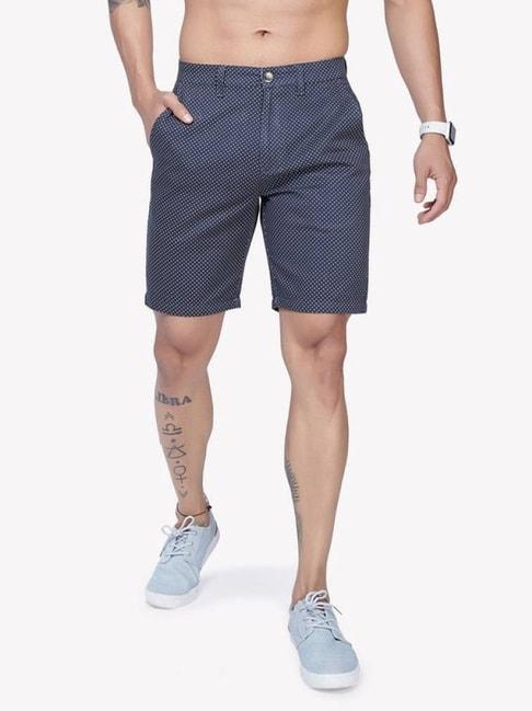 vastrado navy cotton regular fit printed shorts