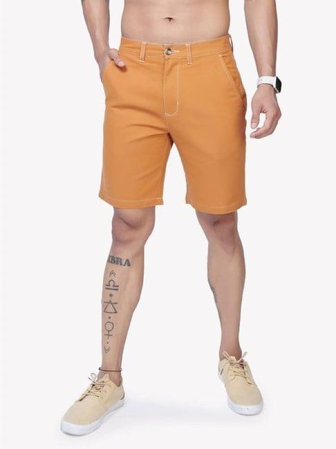 vastrado orange cotton regular fit shorts