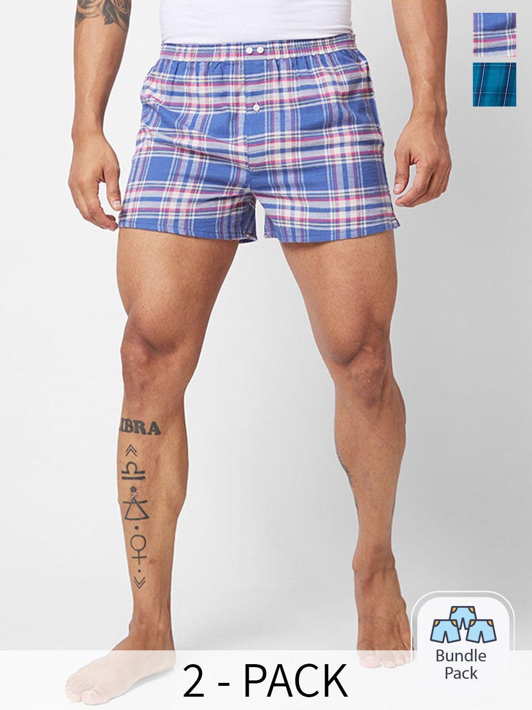vastrado pack of 2 checked pure cotton boxers mb3452a