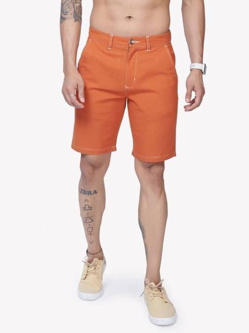 vastrado rust cotton regular fit shorts