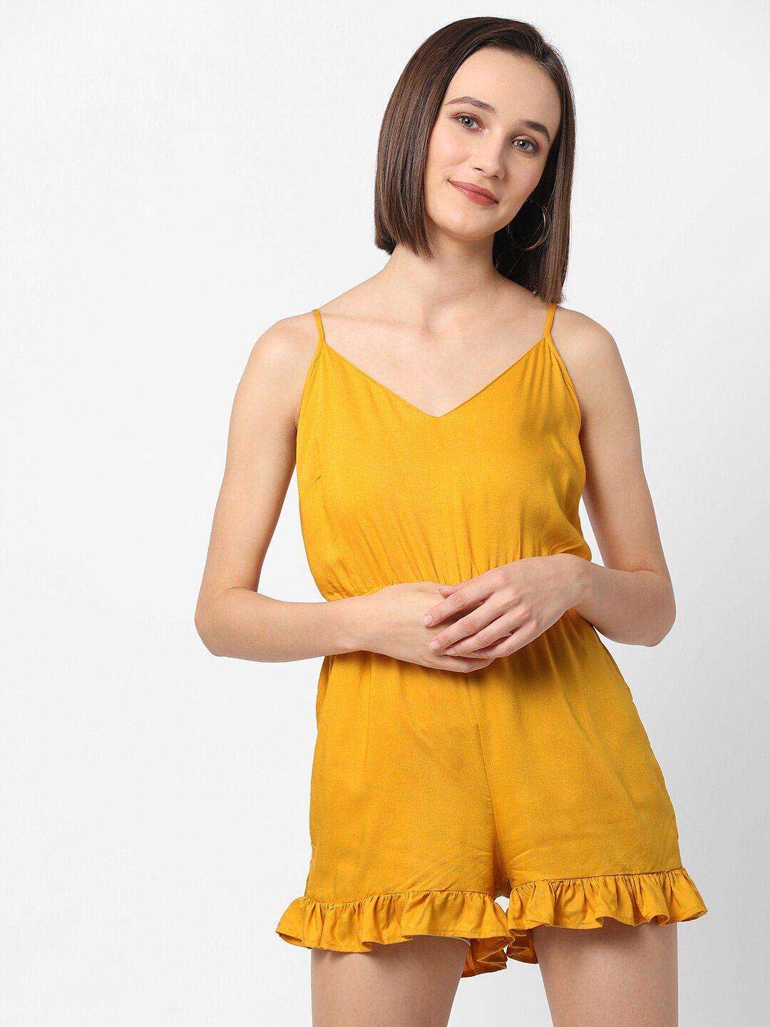 vastrado yellow shoulder strap playsuit