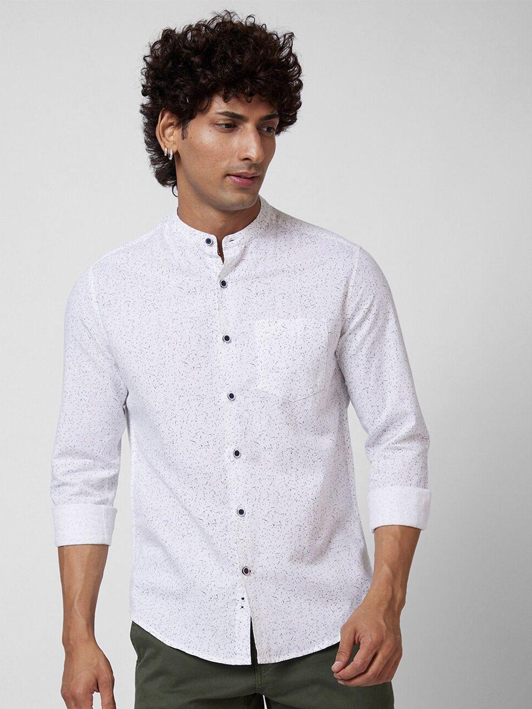 vastrado abstract printed mandarin collar cotton casual shirt