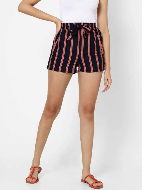 vastrado black & peach striped shorts