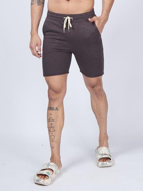 vastrado brown cotton regular fit shorts