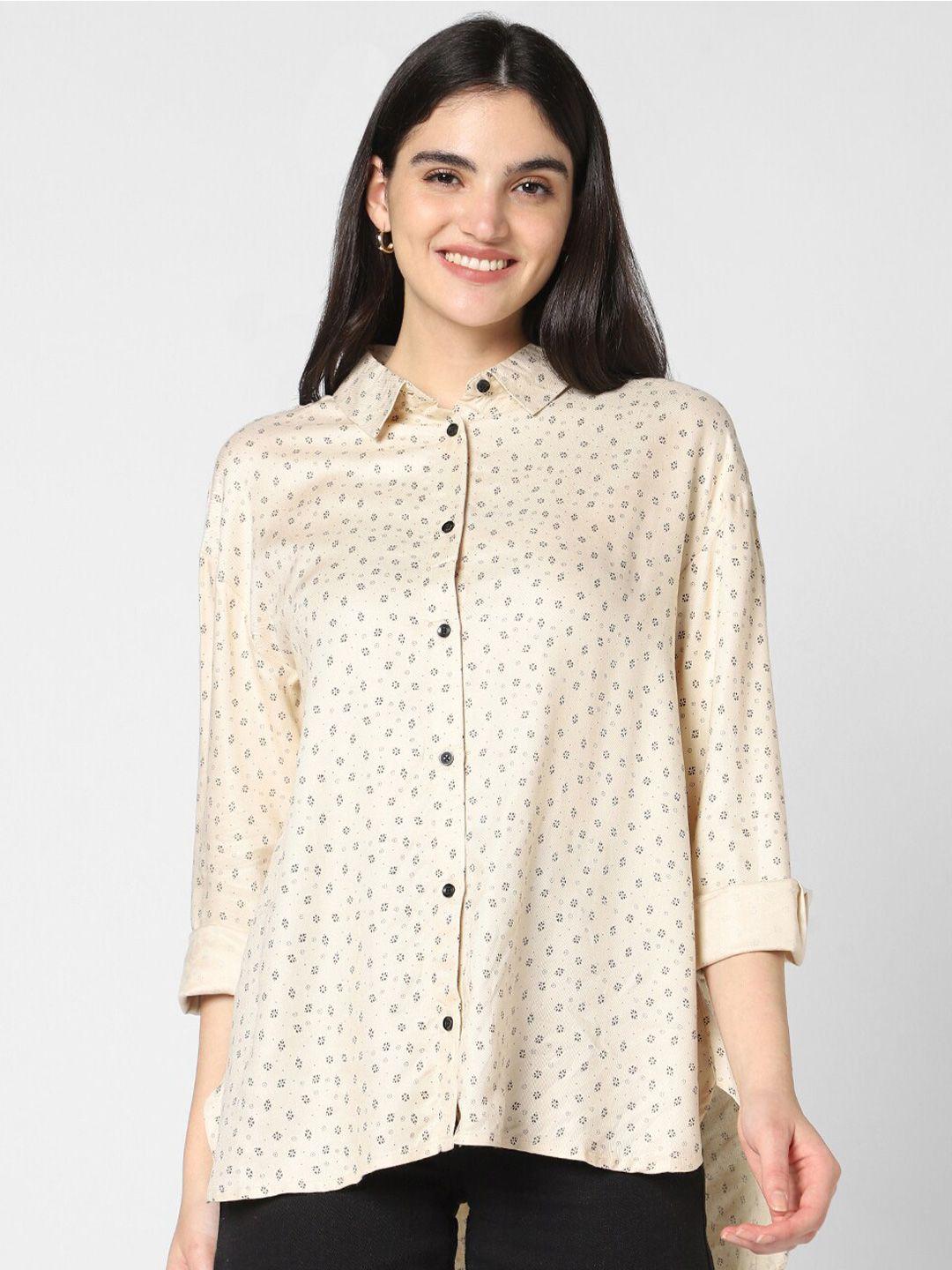 vastrado classic micro ditsy printed oversized casual shirt