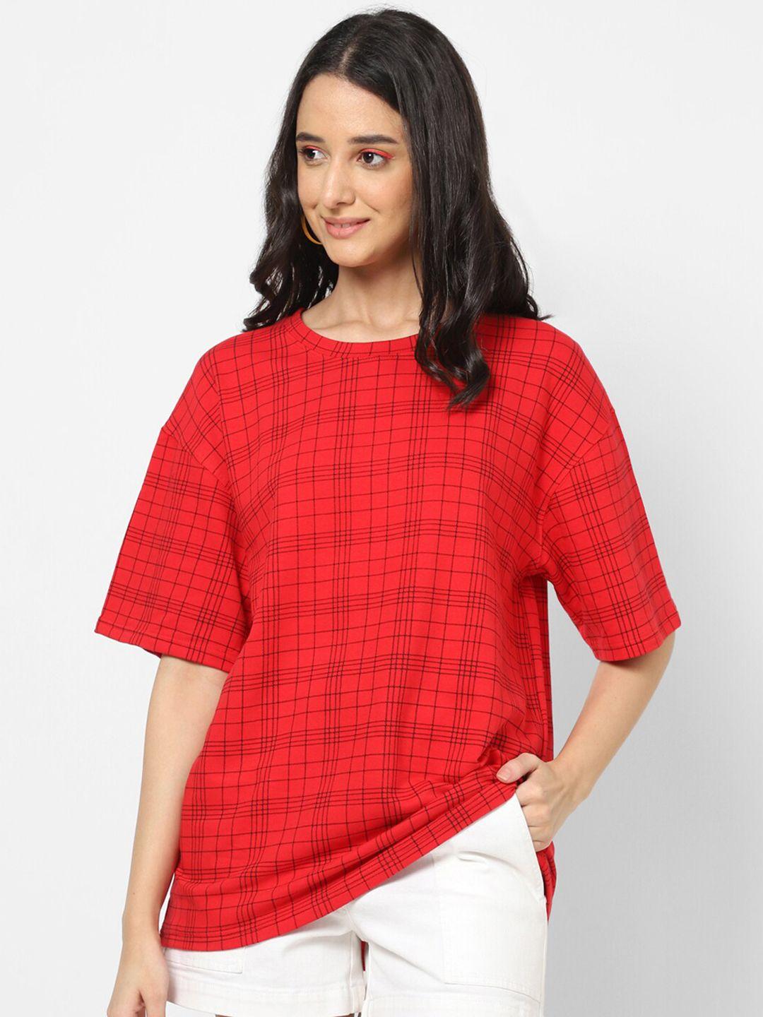 vastrado cotton checked oversized t-shirt