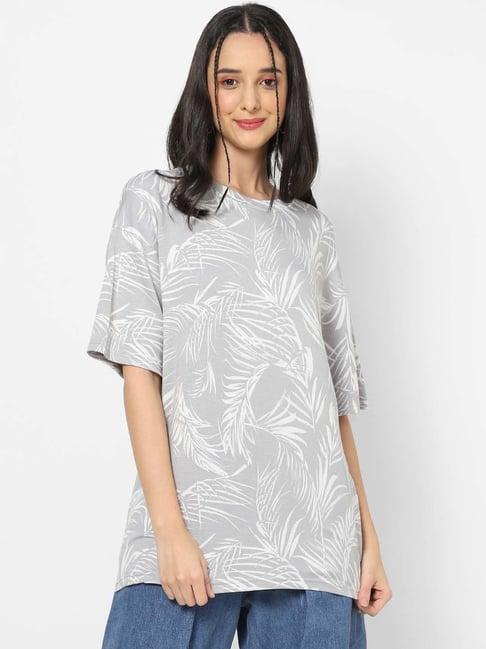 vastrado grey cotton printed oversized t-shirt