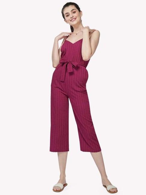 vastrado magenta self pattern jumpsuit