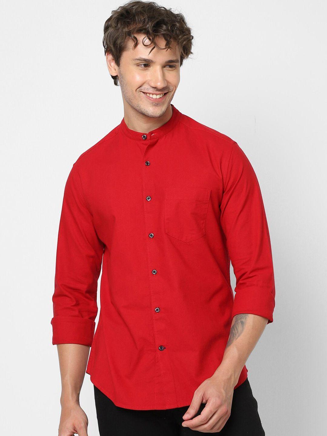 vastrado mandarin collar cotton casual shirt