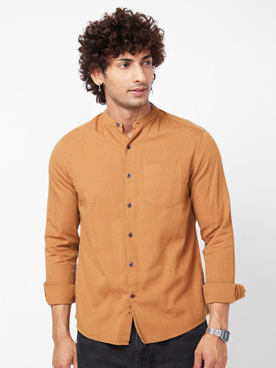 vastrado mandarin collar opaque cotton casual shirt