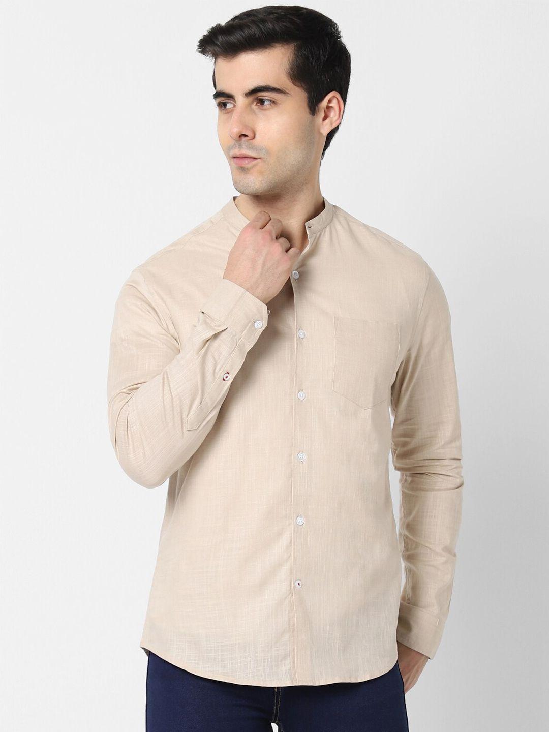 vastrado men beige cotton casual shirt