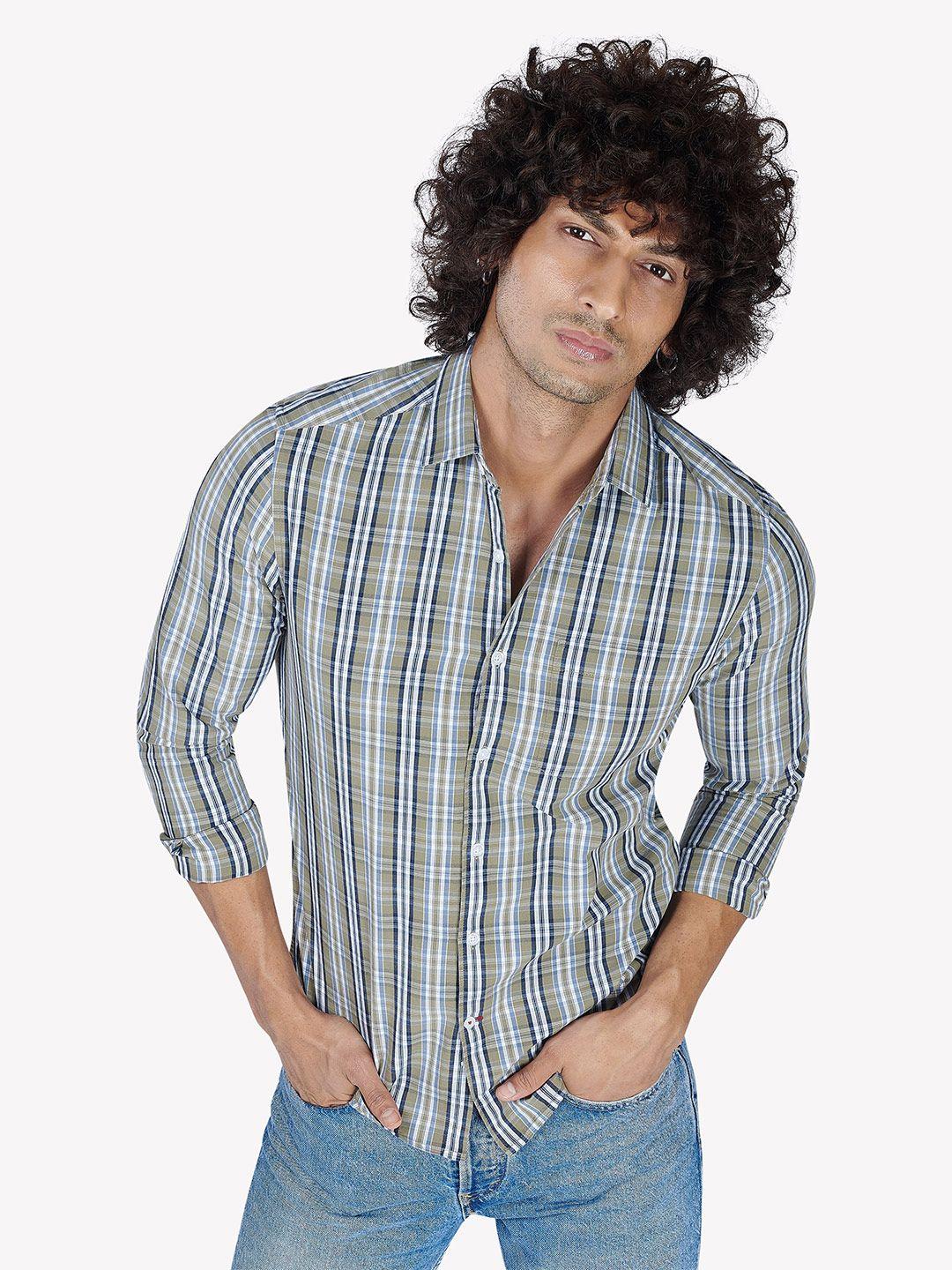 vastrado men cotton checked casual shirt