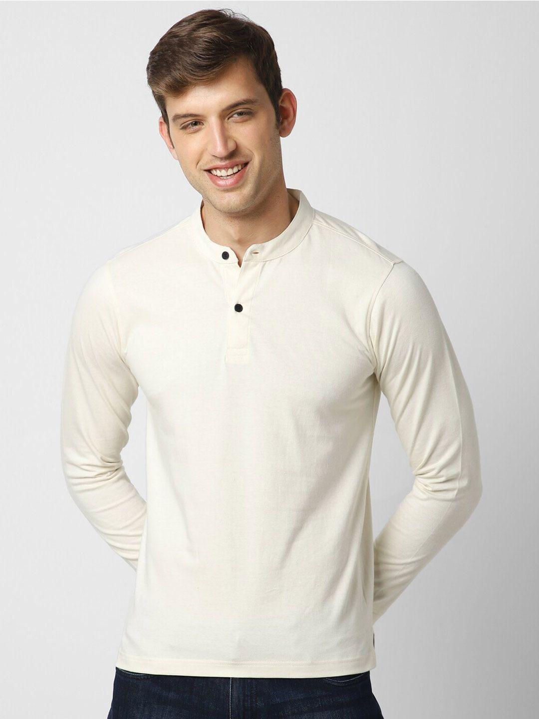 vastrado men mandarin collar long sleeve cotton t-shirt