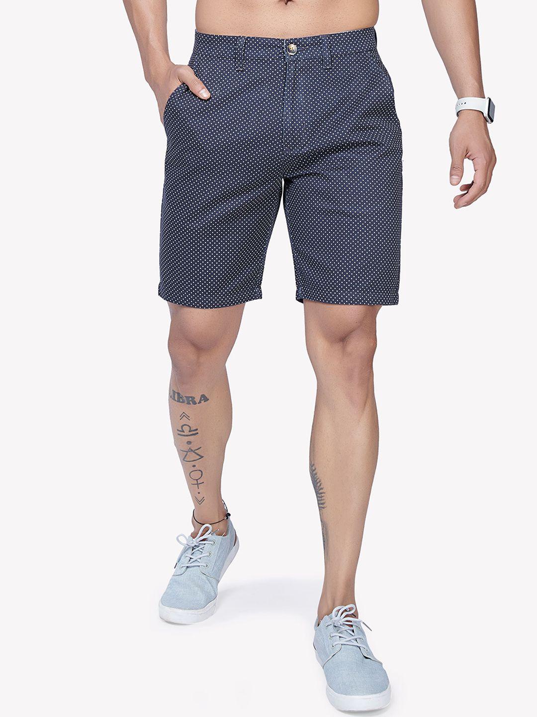 vastrado men micro ditsy polka dots printed regular fit mid-rise cotton shorts
