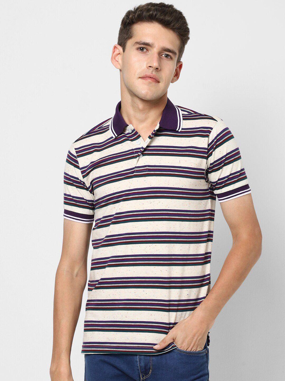 vastrado men multicoloured striped polo collar t-shirt