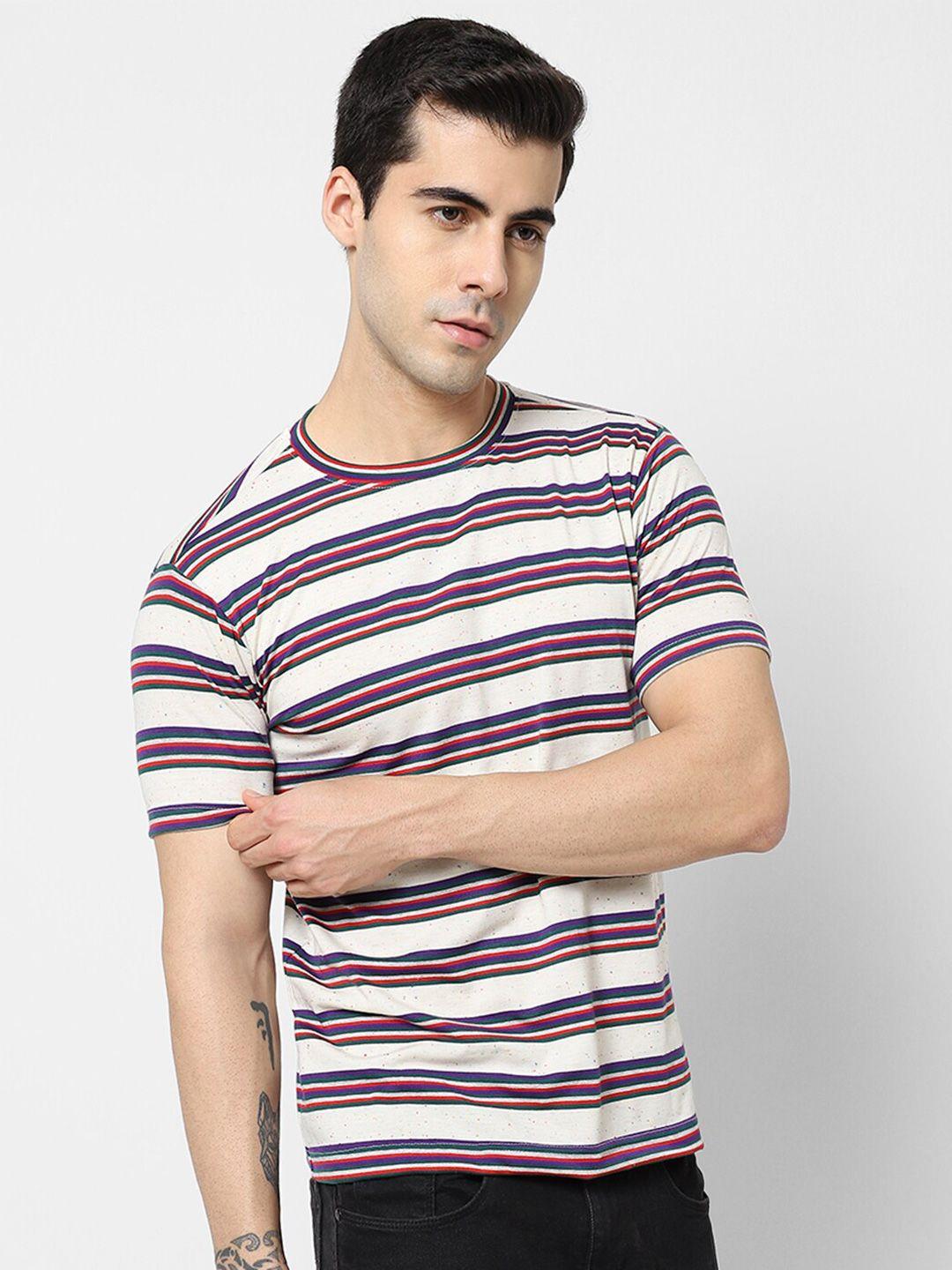 vastrado men off white & purple striped t-shirt