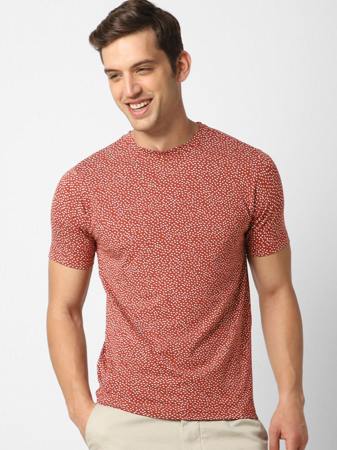 vastrado men rust cotton printed t-shirt