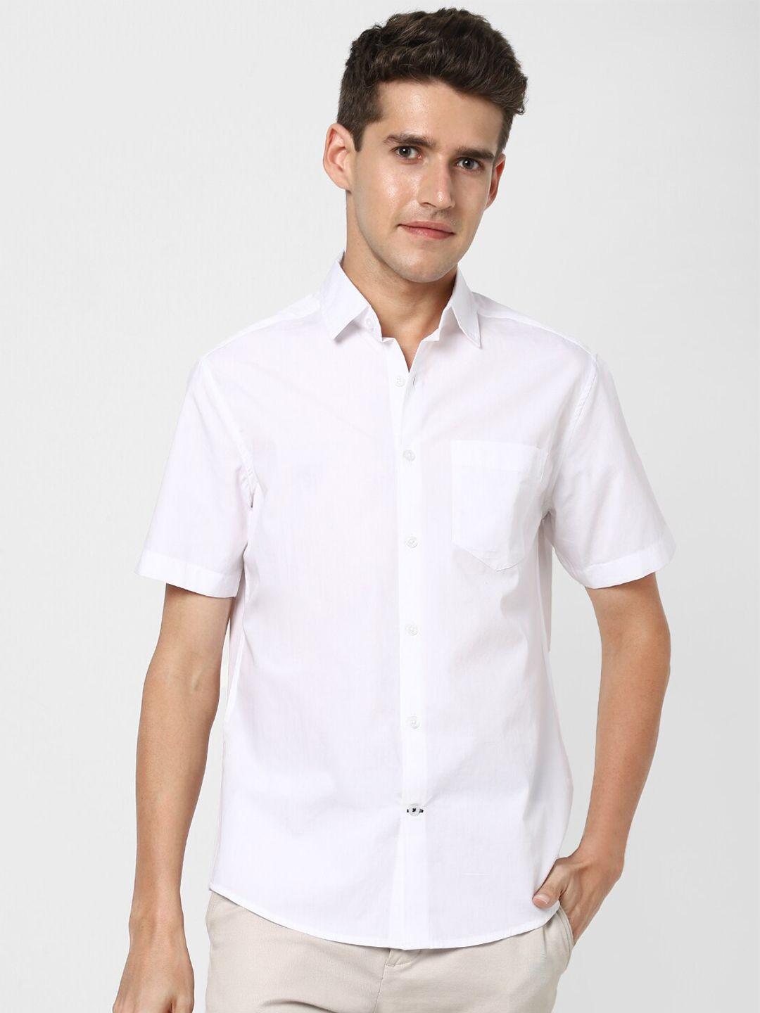 vastrado men white cotton casual shirt