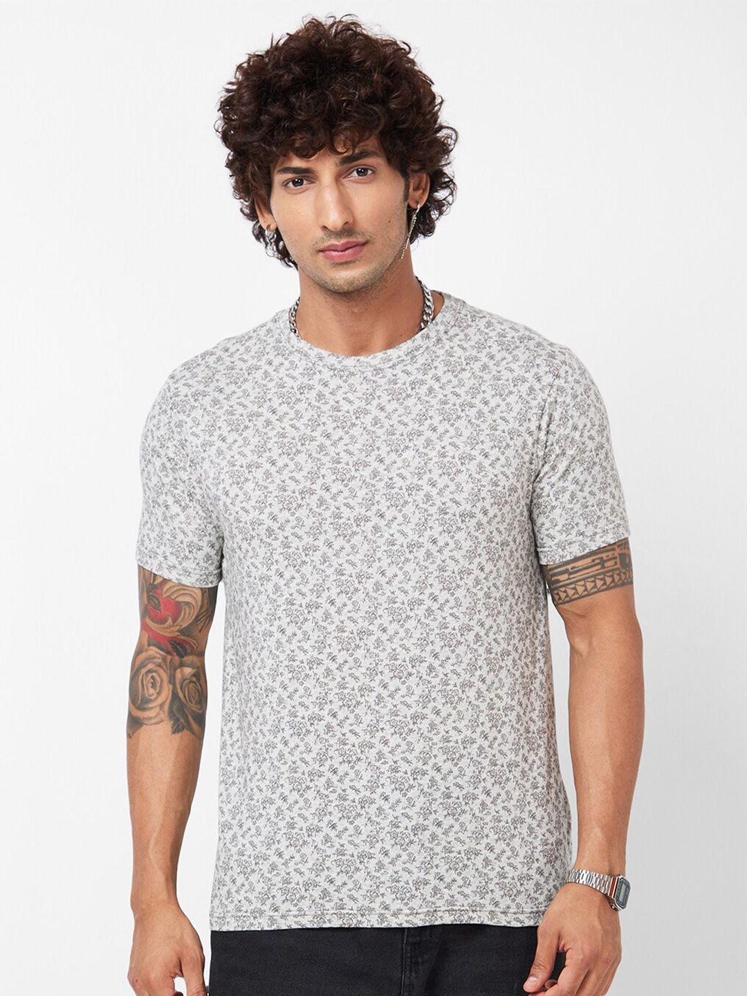 vastrado micro pattern floral printed round neck cotton casual t-shirt