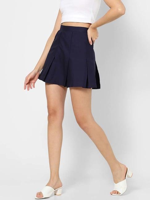 vastrado navy cotton mini a-line skirt