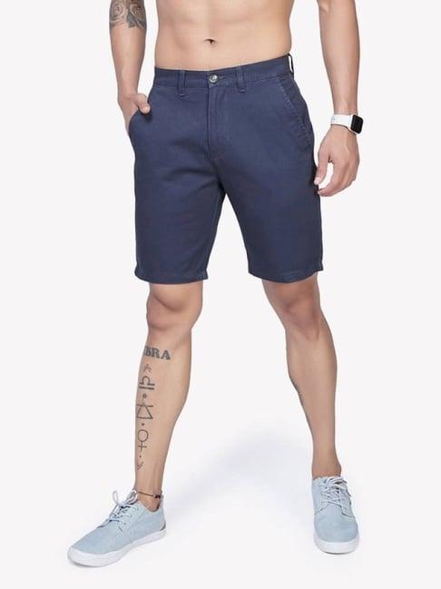 vastrado navy cotton regular fit shorts