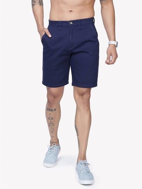 vastrado navy cotton regular fit shorts