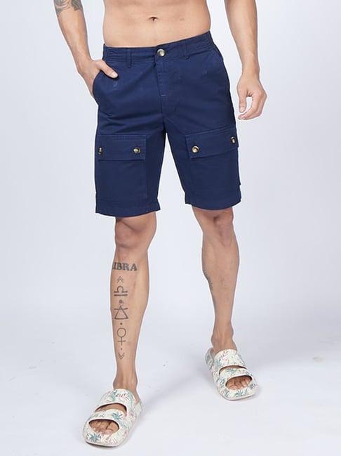 vastrado navy cotton regular fit shorts