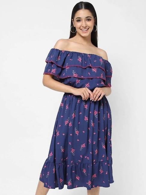 vastrado navy floral print a-line dress