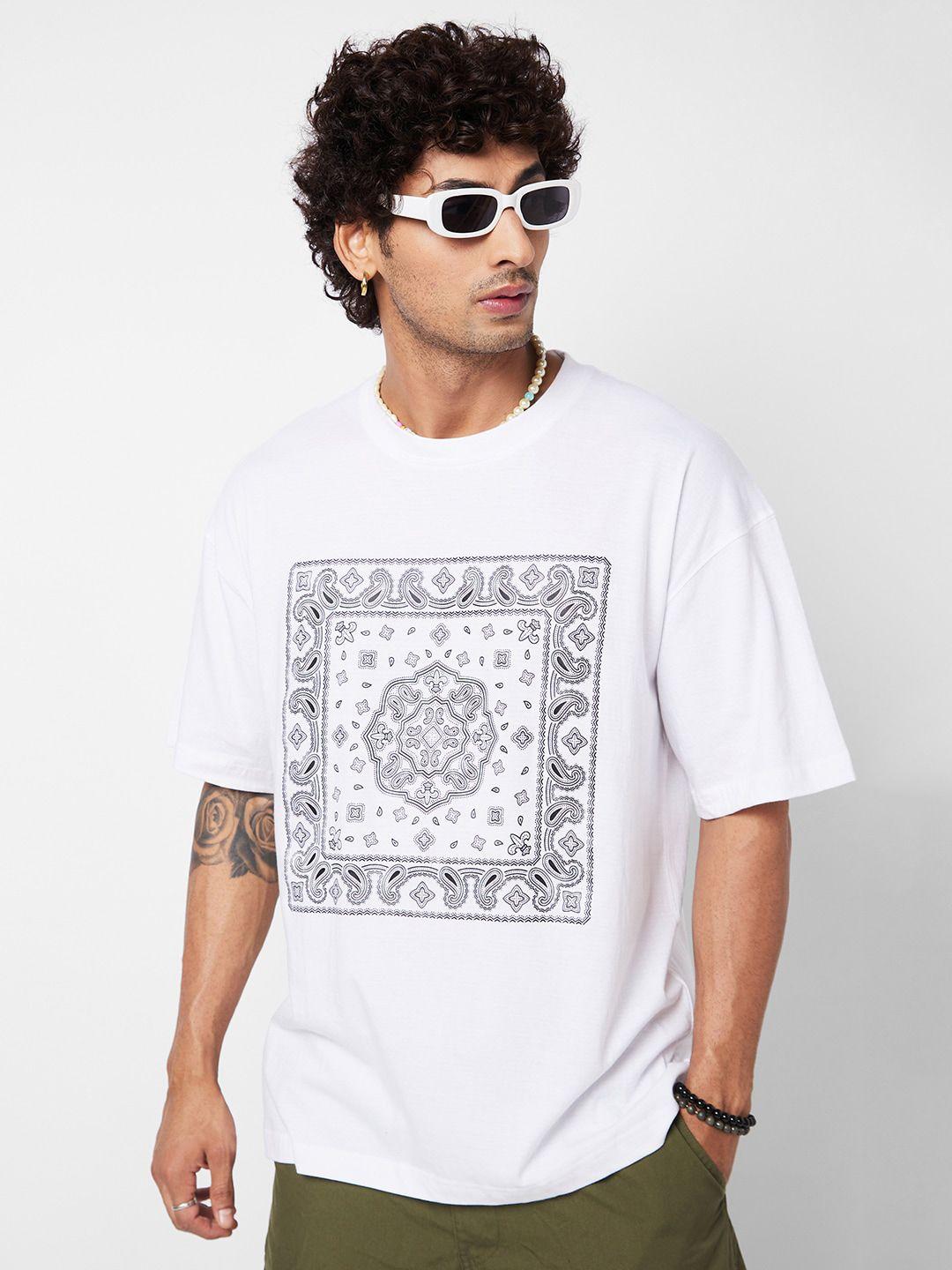 vastrado paisley printed drop-shoulder sleeves cotton oversized t-shirt