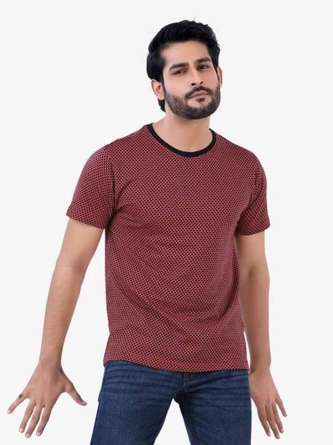 vastrado red cotton regular fit printed t-shirt