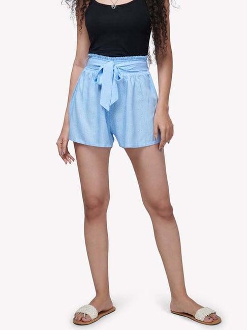 vastrado sky blue printed shorts