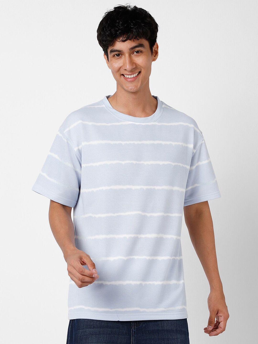 vastrado striped round neck drop shoulder sleeve cotton casual t-shirt