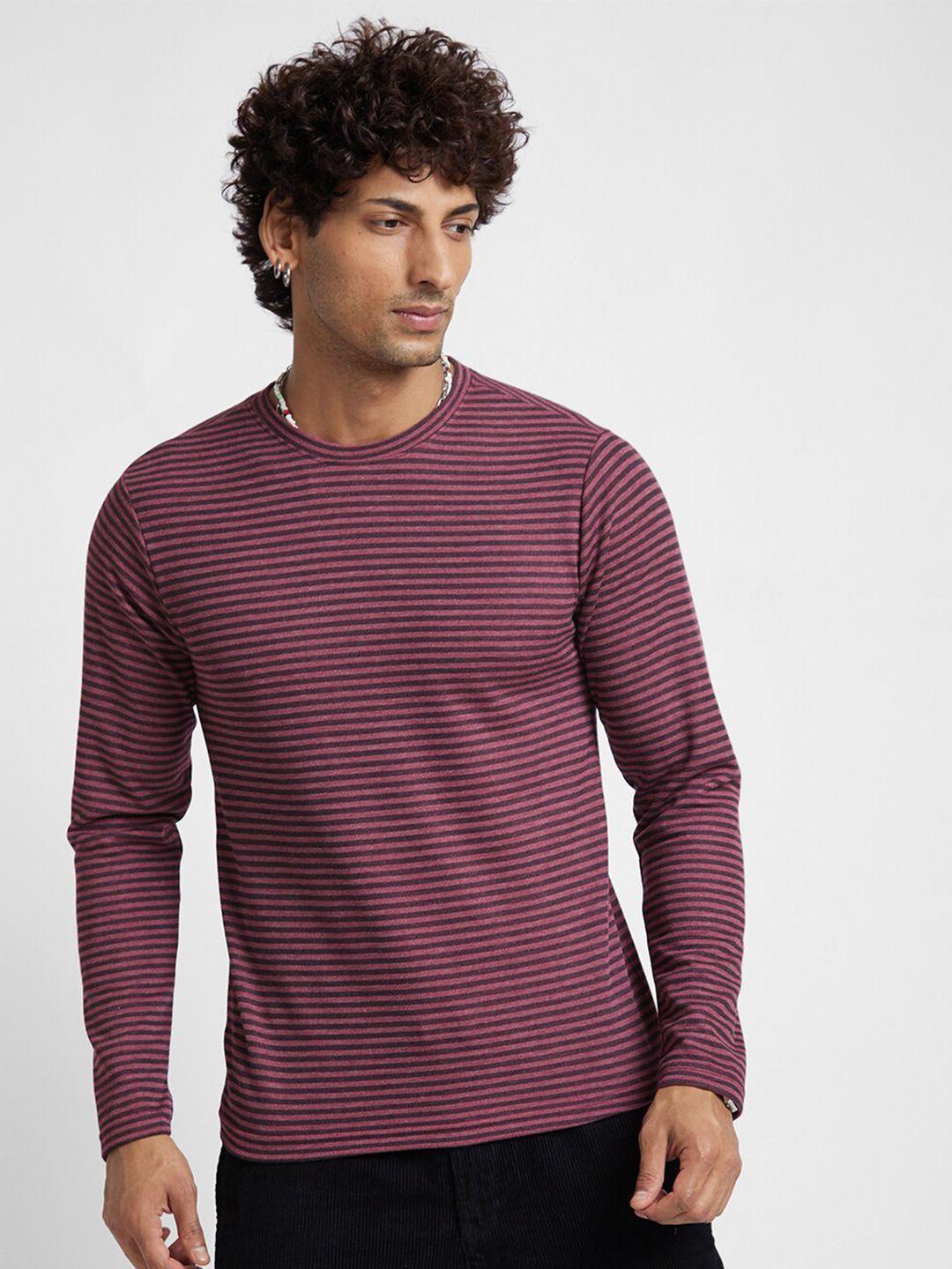 vastrado striped round neck relaxed fit cotton t-shirt