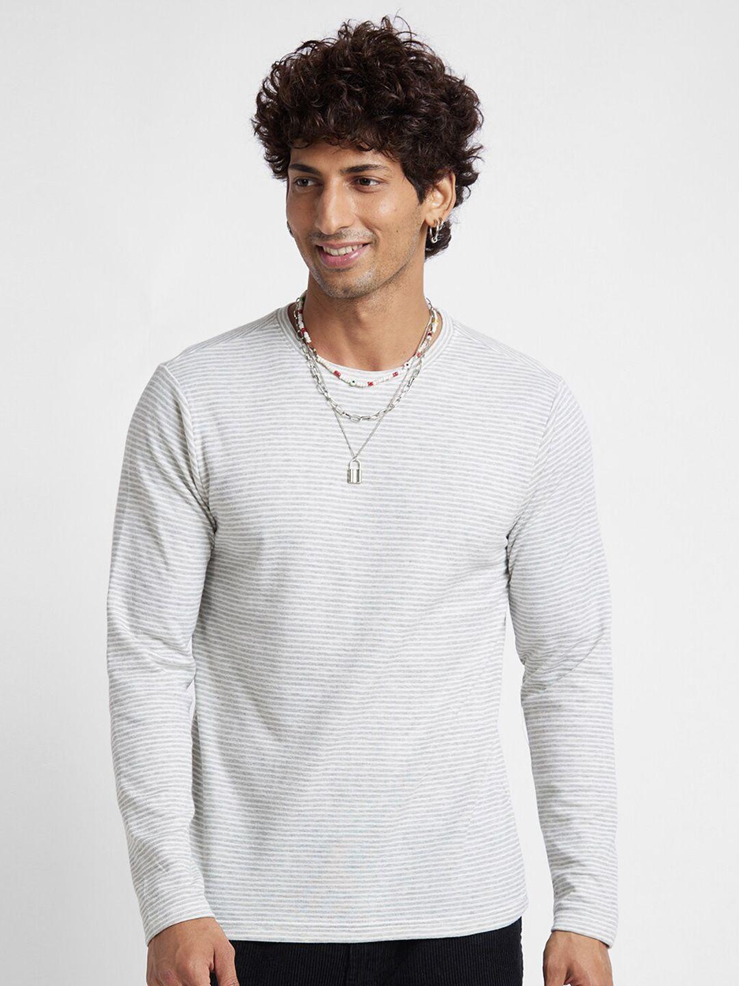 vastrado striped round neck relaxed fit cotton t-shirt