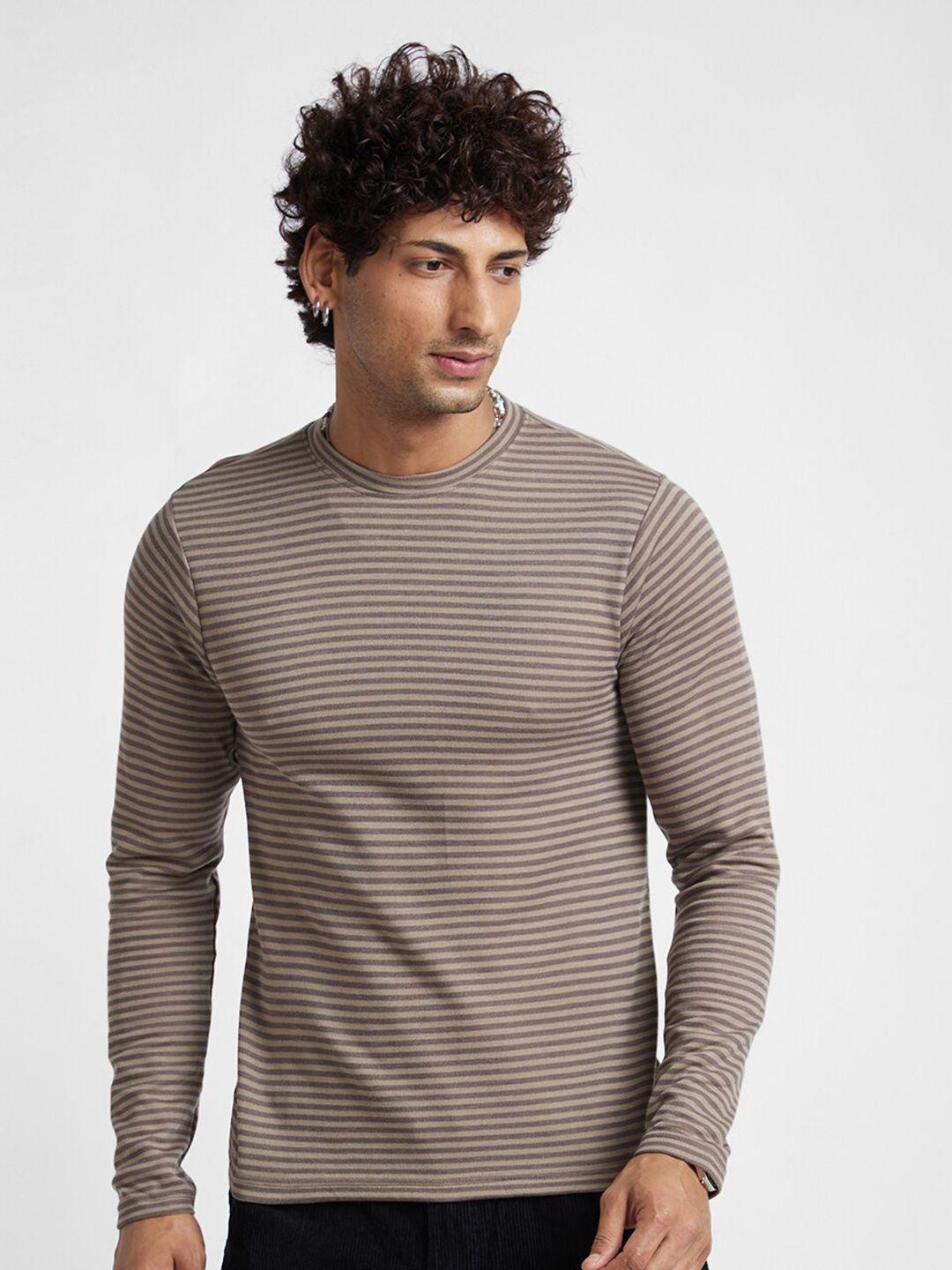 vastrado striped round neck relaxed fit cotton t-shirt
