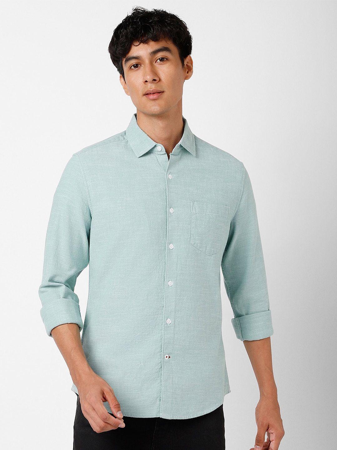 vastrado textured self design cotton casual shirt