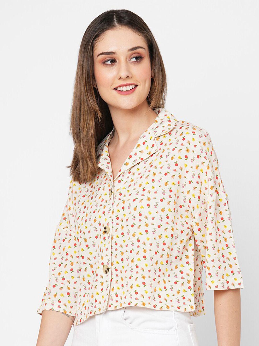 vastrado women multicoloured boxy floral opaque printed casual shirt