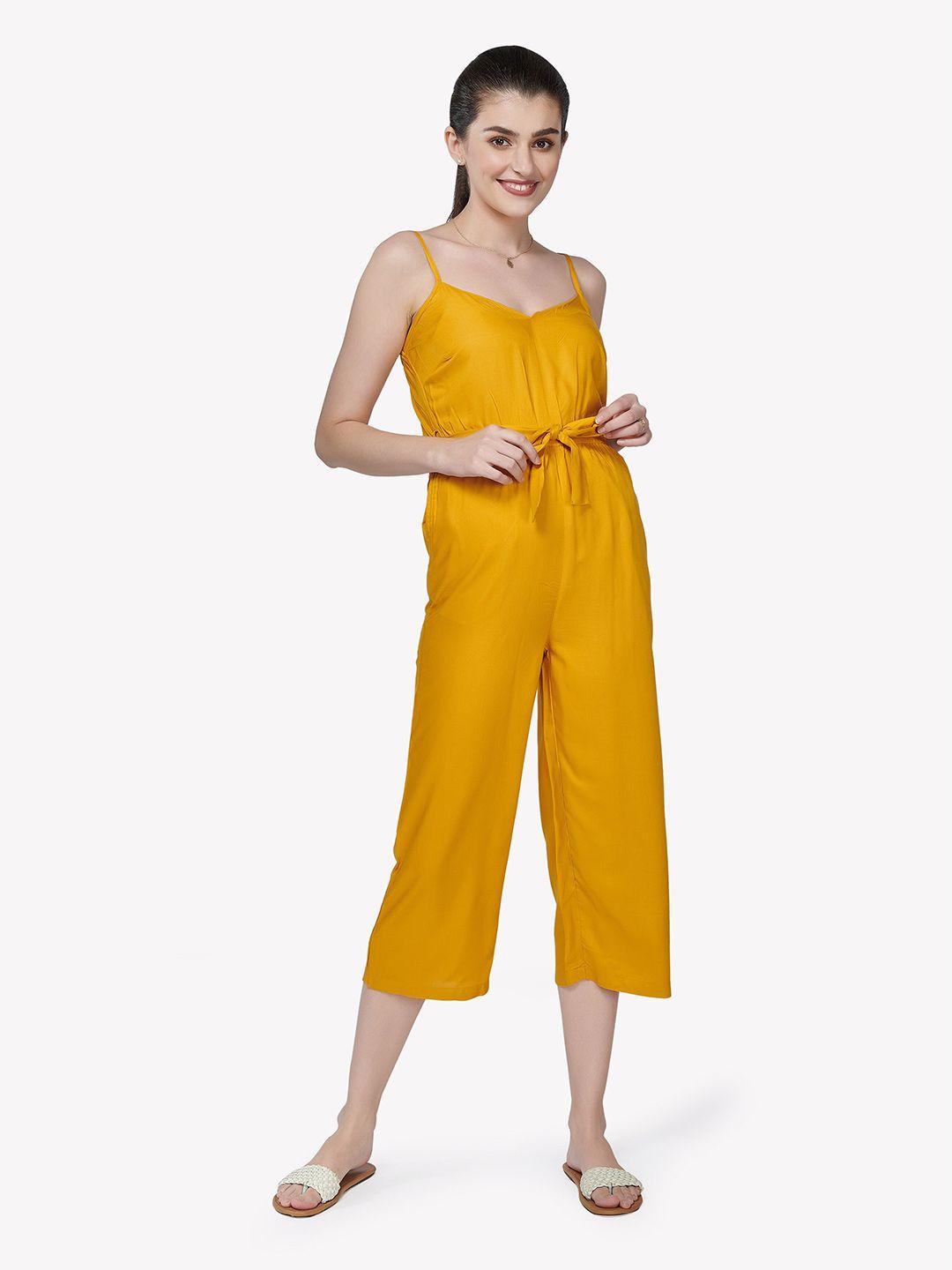 vastrado yellow basic cotton jumpsuit