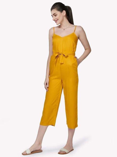 vastrado yellow shoulder strap jumpsuit